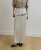 LINGSEOUL Wrap Layered Long Skirt-Beige