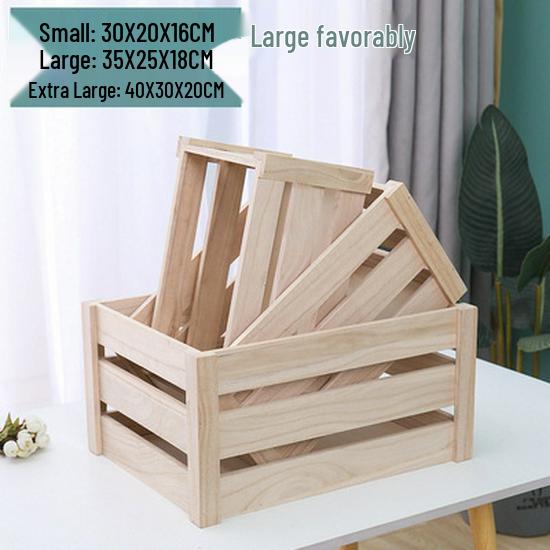 Distressed Wooden Rectangular Basket for Fruit & Vegetable Display