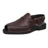Summer Woven Leather Sandals for Men & Women - Plus Size, Solid Color Outdoor Beach Sandals