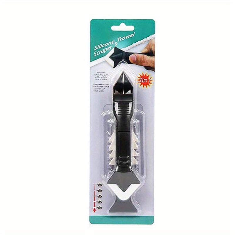 Set de instrumente de calafat din silicon cu cap din oțel inoxidabil 3 în 1 - Curățător de calafăt, racletă și placă - Albastru, nu necesită asamblare