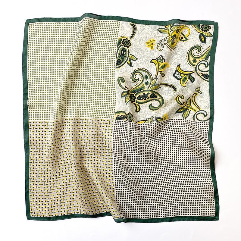 

Женский модный шелковый шейный платок - Маленький, легкий квадрат из шелка тутового дерева для весны и осени. 53x53 cm зелёный