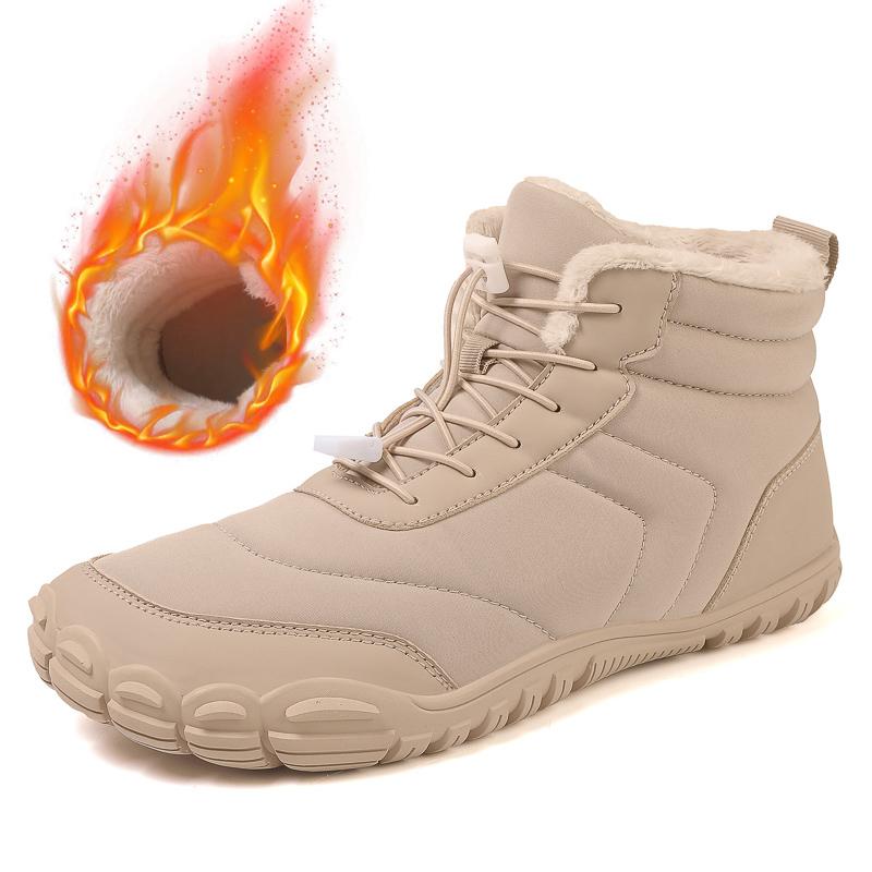 Winter Trekking Snow Boots Warm Fur Lined Snow Boots Barefoot Boots Outdoor Water Resistant Ankle Booties Men Women Hiking Boots