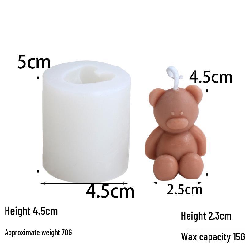 Корейская силиконовая форма «Сидящий медведь» для ароматических свечей - Корейская форма для свечей для декора.
