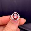Elegant Pomegranate Ruby & Simulated Diamond Open Ring and 18K White Gold Pendant Necklace Set