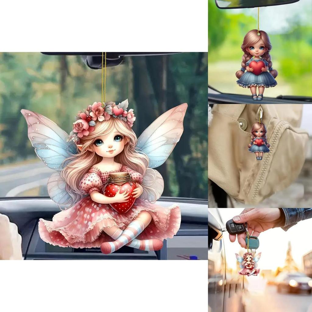 Colorful Acrylic Car Hanging Ornament Cute Cartoon Style Home Decoration Accessory