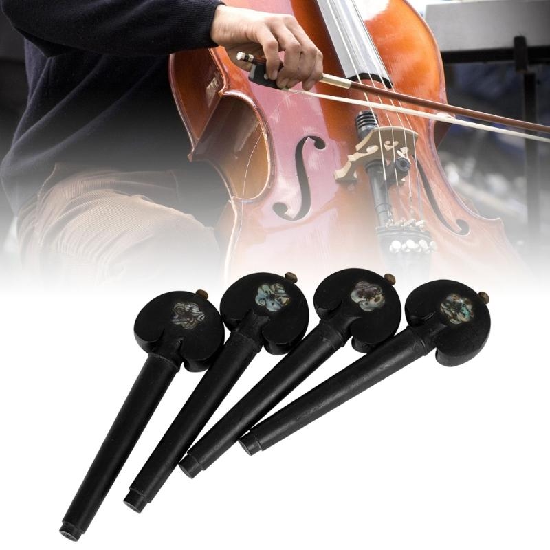 4Pcs Universals Cello Replacement Tuning Pegs Ebony Wood Cello Pegs Cello Parts Accessories Fittings Smooth Operate