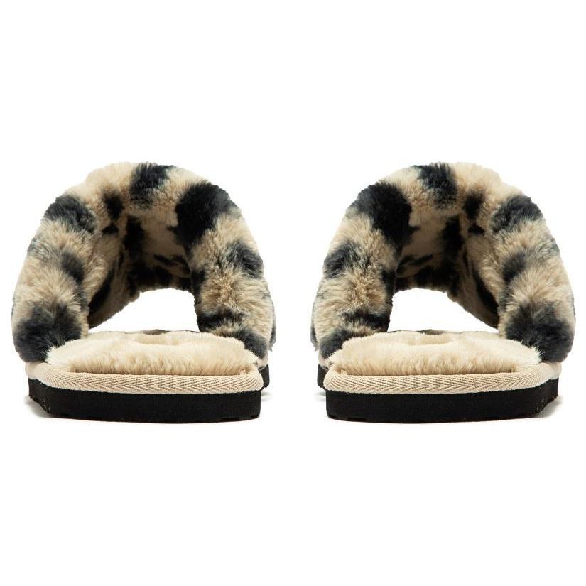 Puma Fluff Remix Animal BX Slippers Women Footwear Beige Black 390970-01