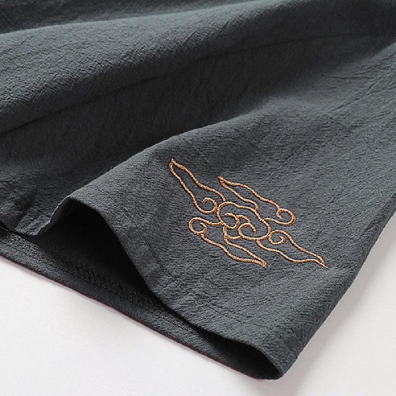 Men's Large Size Clothing T Shirts Linen Chinese Style Summer V-neck Big Short Sleeve T-shirt Male Tee Tops Plus
