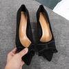Fashion Pointed Toe With Bow Ladies Pumps Spring and Autumn Black High Heels Women's Shoes Fashion Young Chic Point Y2k Slip On Footwear