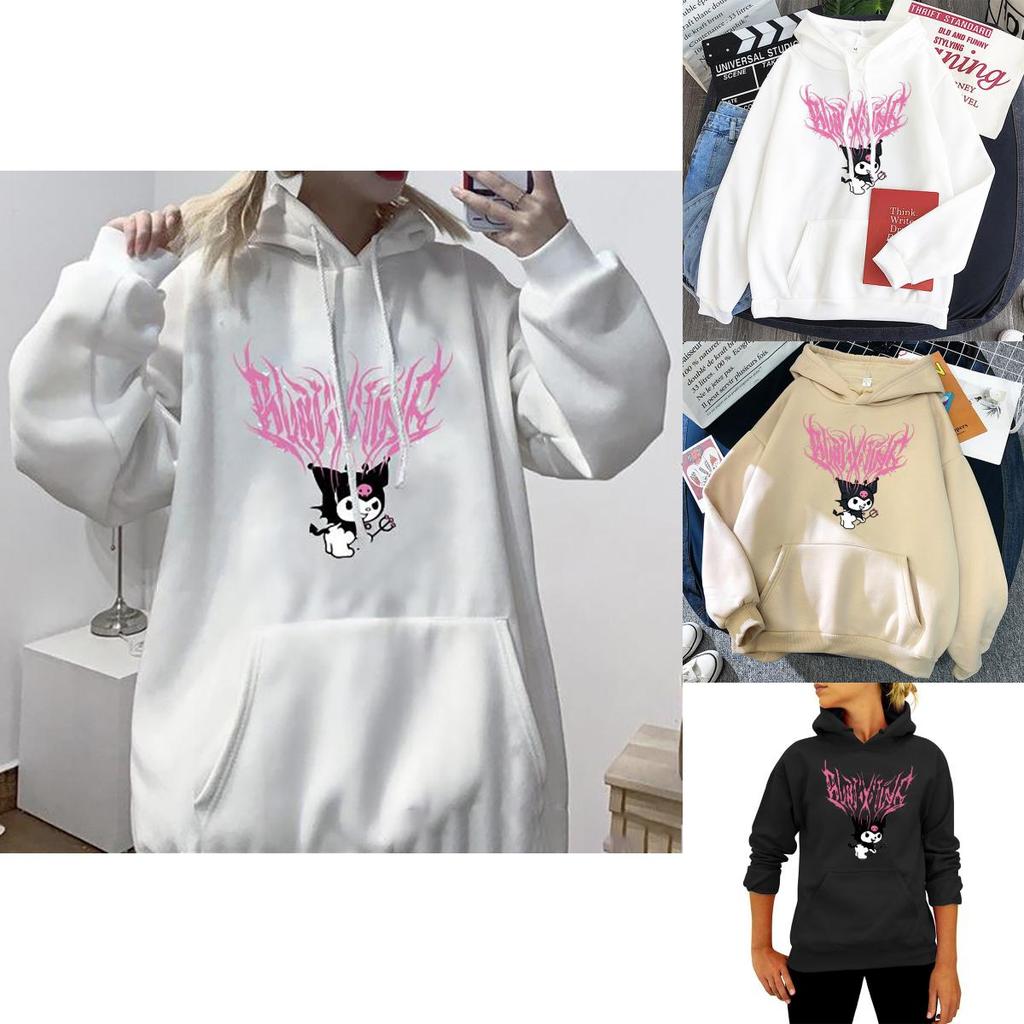 Stilvoller Kawaii Kuromi Hoodie mit Grunge Gothic Design und Cartoon-Print