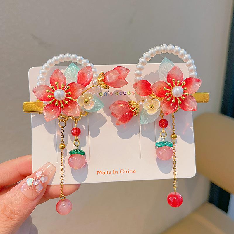 2Pcs Antique Hanfu Super Streamer Children'S Hair Clip Princess Butterfly Edge Clip Hair Accessories Girls On The Clip Head