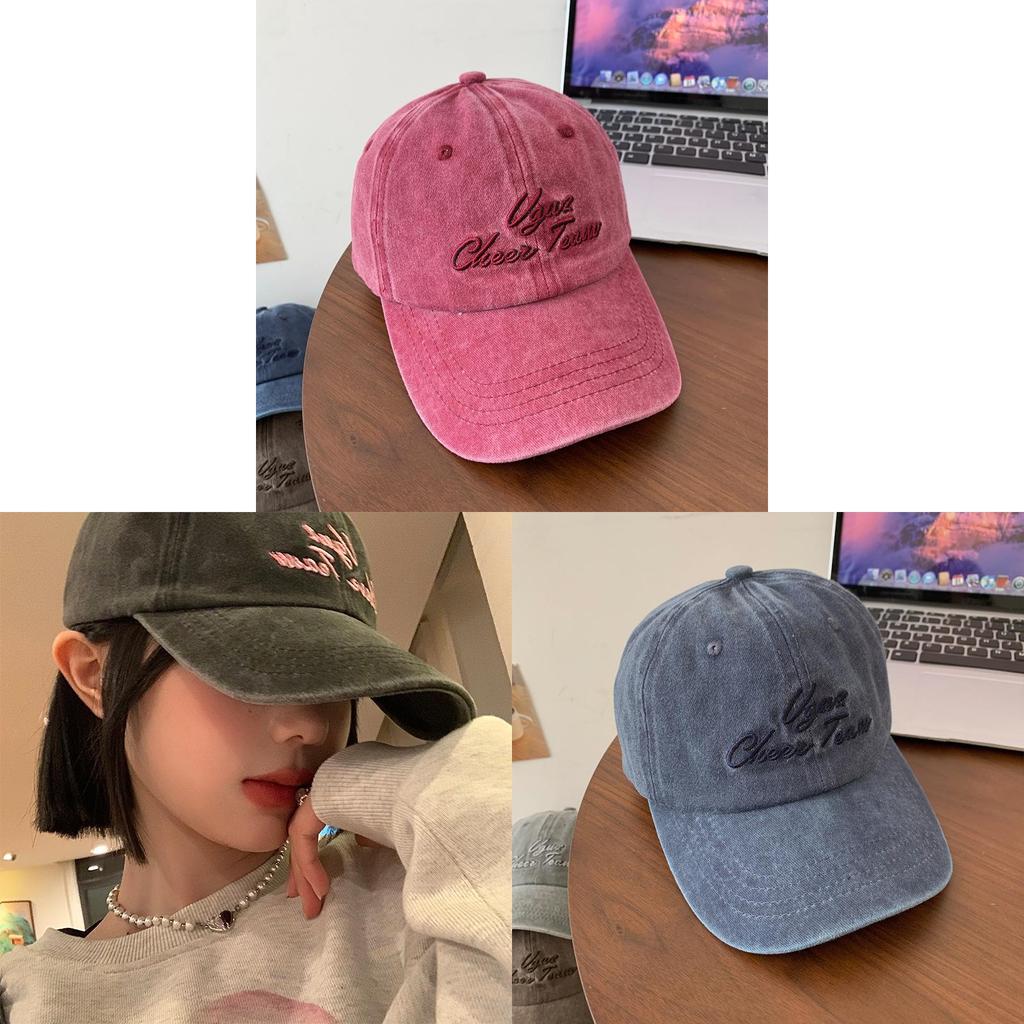 Casual Embroidered Denim Baseball Cap With Wide Brim For Summer Sun Protection