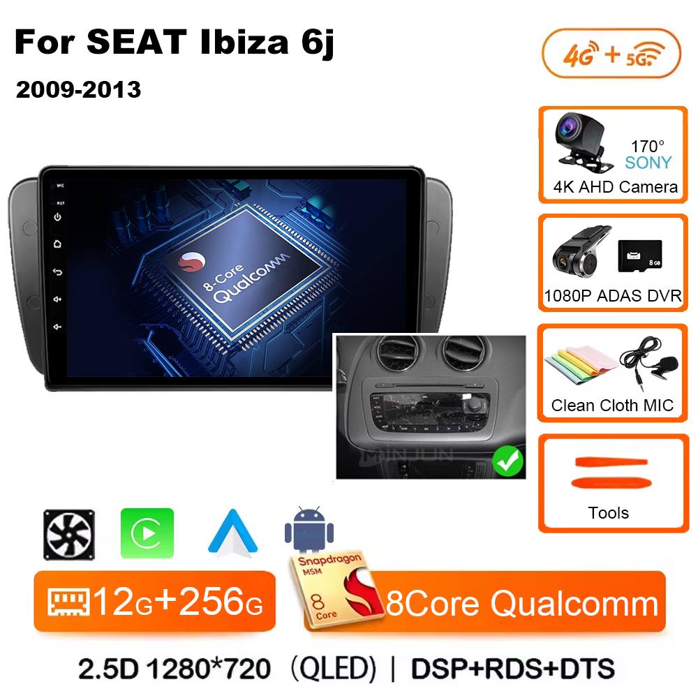 9 Inch Android 14 Qualcom Car Multimedia Player For SEAT Ibiza 6j 2009 2010 2011 2012 2013 Wireless Carplay Android Auto 4G
