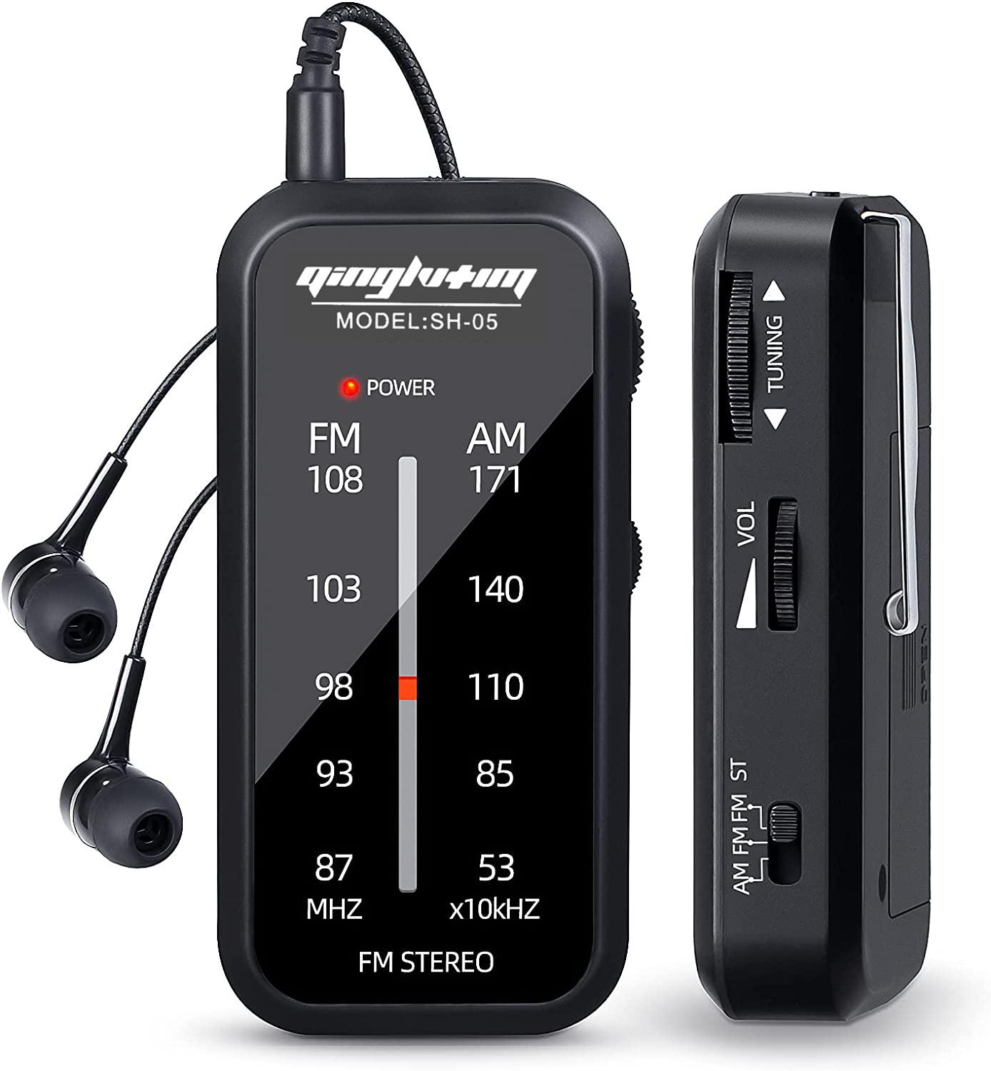 

AM FM Radio Mini Pocket Radio walkman Hand Stereo Portable Radios Portable Music Playe AAA Batteries with Headphones чёрный