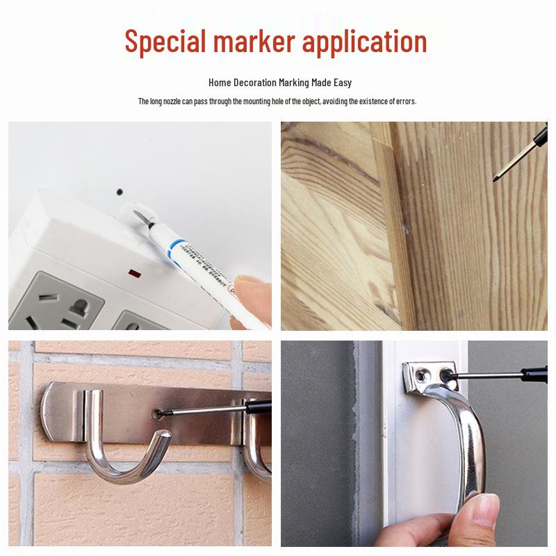 Extra-Long Oil-Based Quick-Dry Marker for Woodworking, Hardware, and Tile Drilling