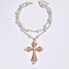 Men's Hip Hop Asymmetrical Layered Faux Pearl Necklace