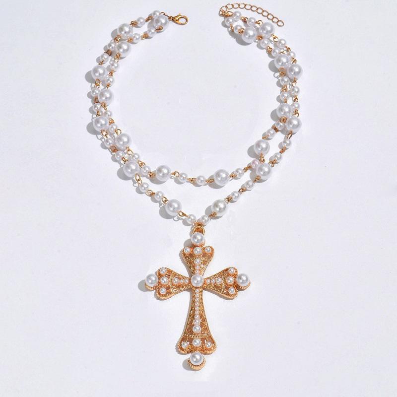 Men's Hip Hop Asymmetrical Layered Faux Pearl Necklace