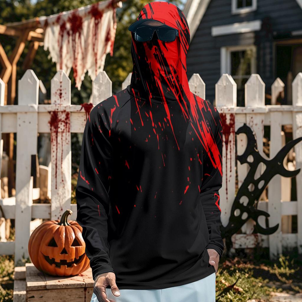 Men's Quick Dry Long Sleeve Sun Hoodie for Fishing Gym Running