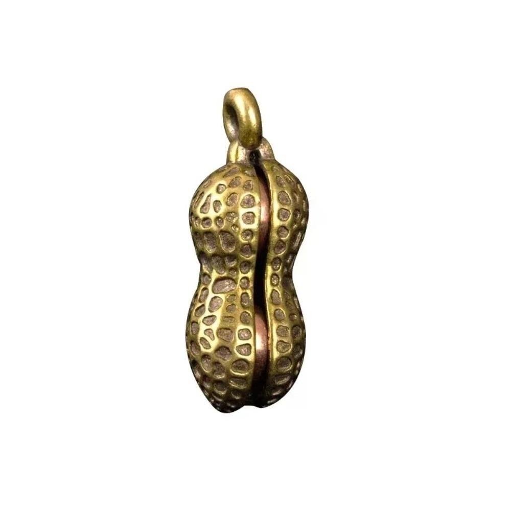 Vintage Brass Frog Statue Solid Peanut Pendant Charm Creative Tea Pet Figurine Keychain Decoration