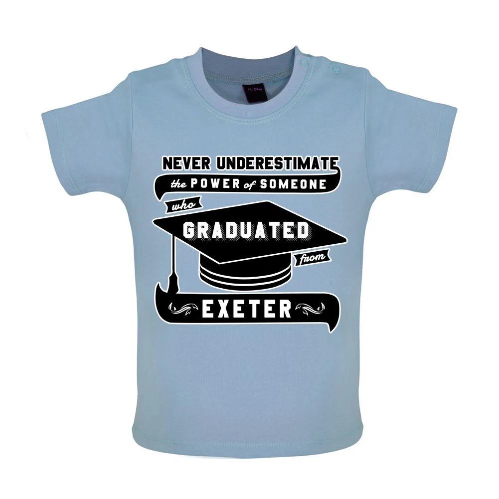 Never Underestimate Graduate Exeter - Baby Kids Boys Girls Unisex T-Shirt / Babygrow - Graduation 110