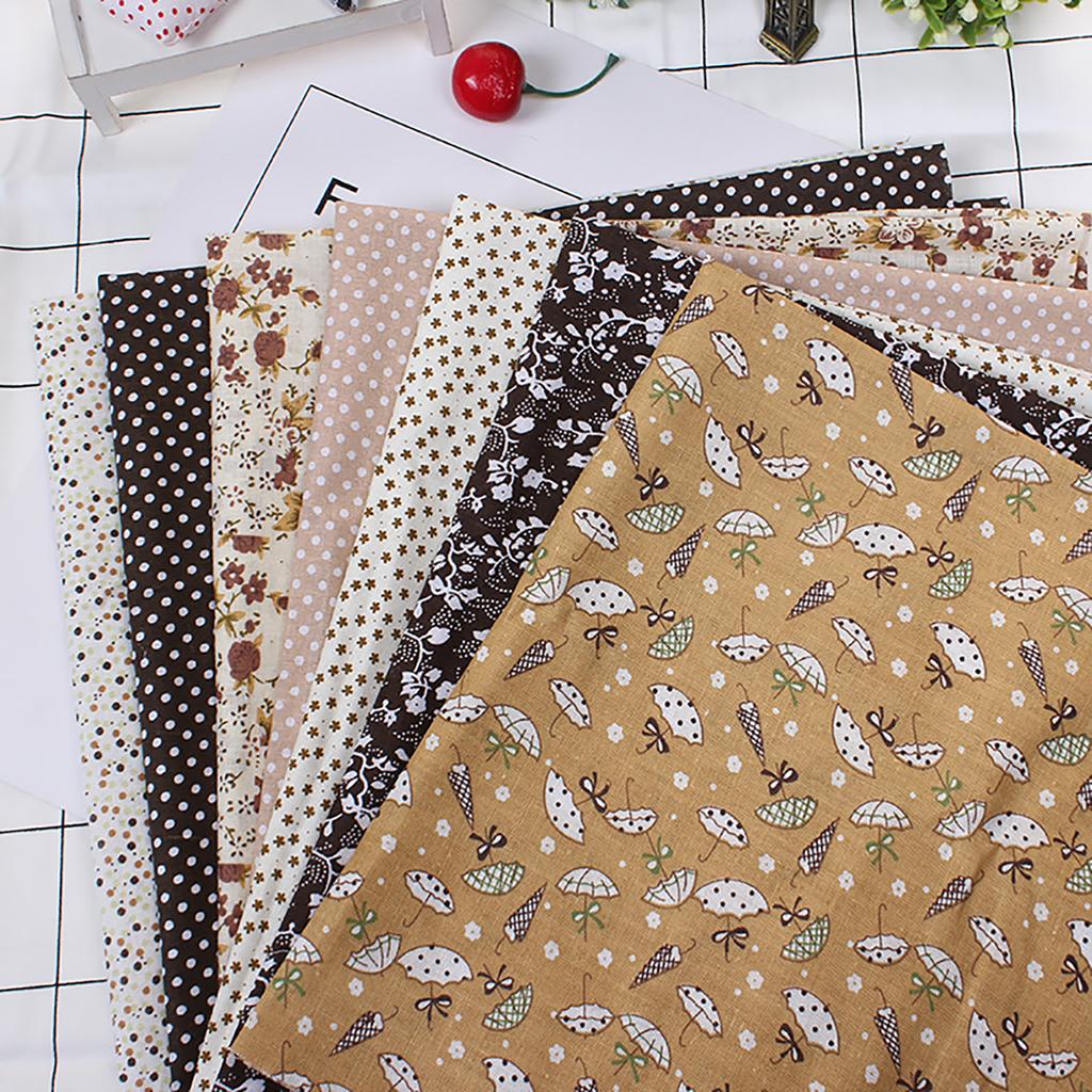 7Pcs 25x25cm Floral Patchwork Cotton Fabric Plain Cloth for DIY Sewing Quilting