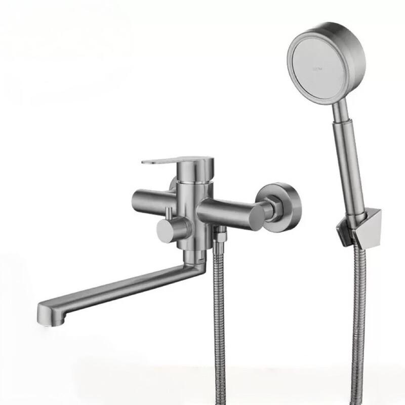 TLXT Wall-Mounted Kitchen Faucet, Brushed Stainless Steel