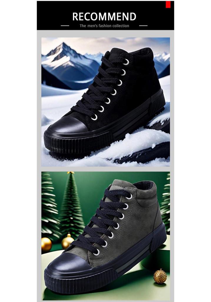 Herren Winter High Top Warme Samt Schnür Baumwollschuhe - Vielseitig, Bequem, Einfarbige