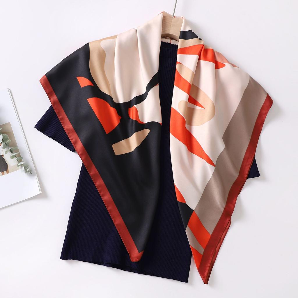 New silk scarf 91 large square scarf fashionable versatile fashion foreign style French scarf women's shirt shawl scarf wholesale
