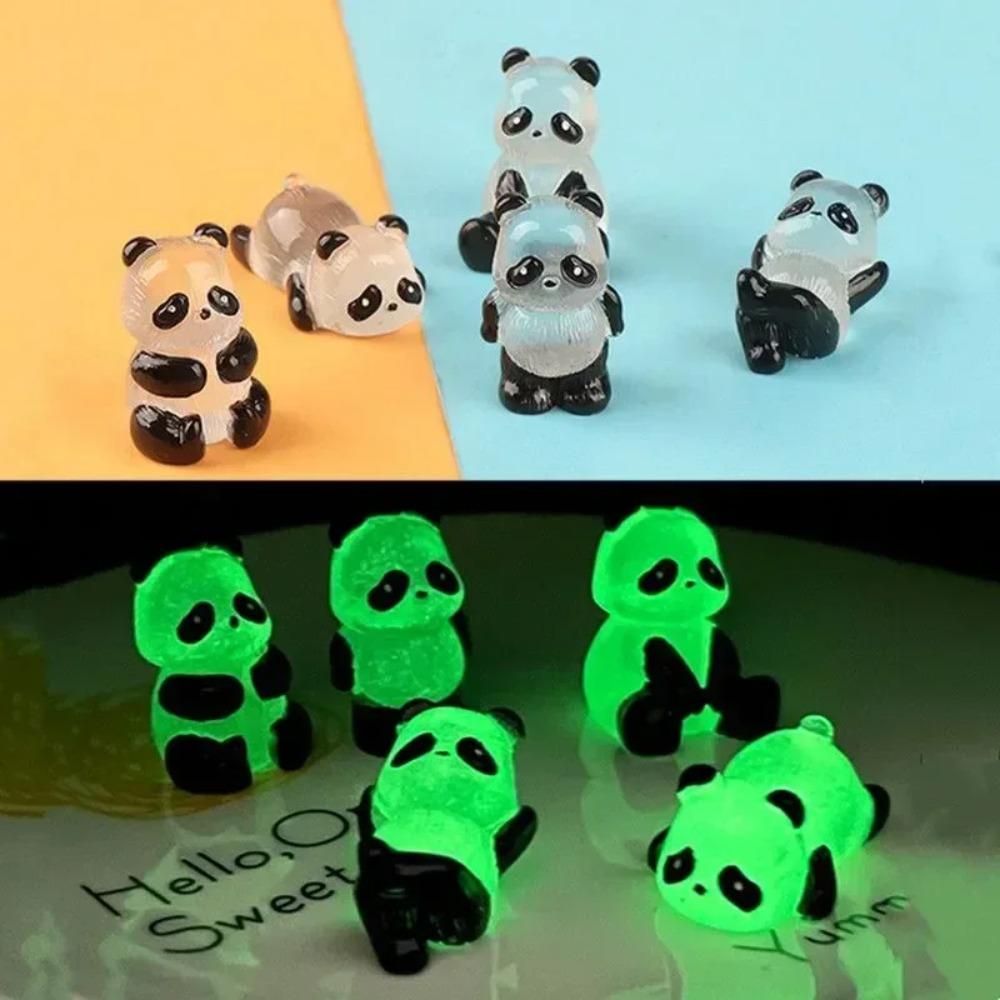 5PCS Luminous Glowing Panda Mini Figurines Glow in Dark Fairy Garden Bonsai Desk Decoration Miniature Ornament Home Accessories