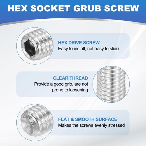 PATIKIL Hex Socket Set Screws, M8x10mm, Set Screw Set, 20 Pieces, Internal Hex, 304 Stainless Steel, Corrosion Resistant, for Fixing Door Handle Repai