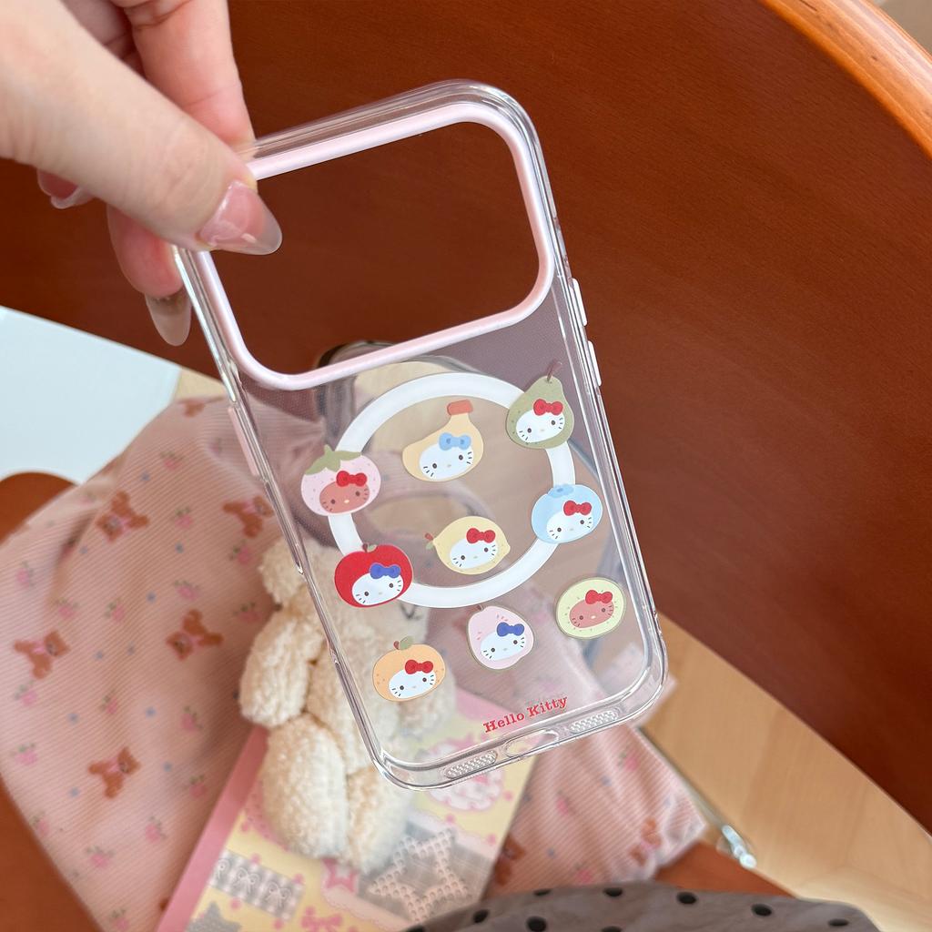 Fruit Cat Is Suitable for 17 Apple 17pm Mobile Phone Case Iphone16 Girl Cute Magnetic Bracket 16 Transparent Soft