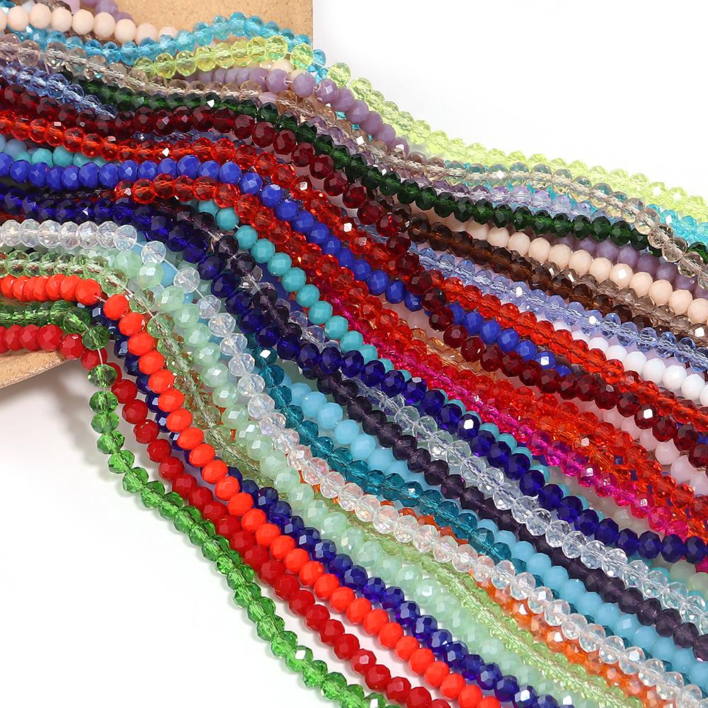 3/4/6/8/10mm Multicolor Crystal Glass Faceted Beads Rondelle Spacer Flat Abacus Bead For Jewelry Making DIY Necklace Accessories