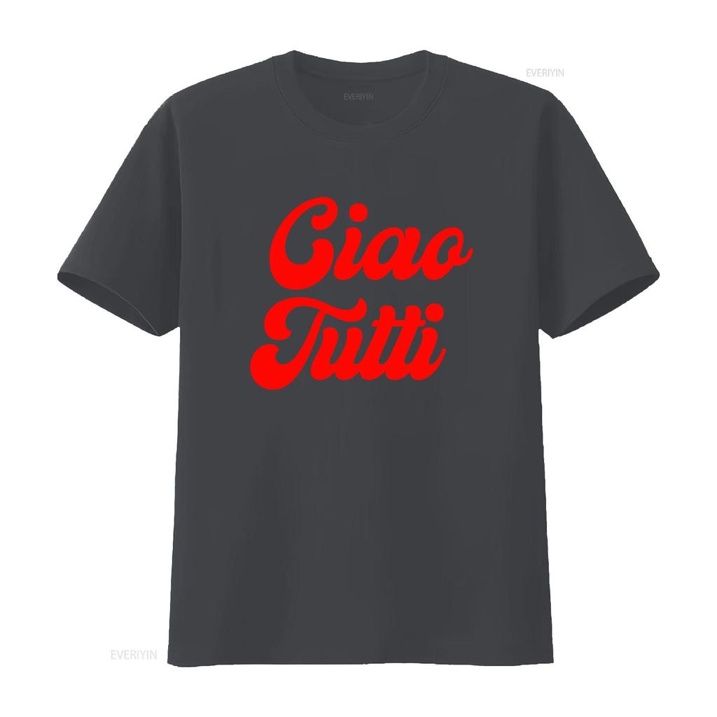 Vintage Retro Ciao Tutti Slogan Print Casual Streetwear T Shirt Vintage Washed Versatile Soft Stylish Stretched Streetwear