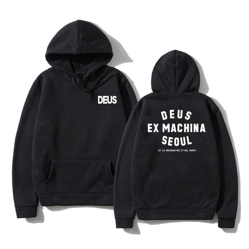 DEUS EX MACHINA New Autumn and Winter Letter Printed Men's Hooded Loose and Versatile Sports Shirt with Pullover Men's Top Hoodi