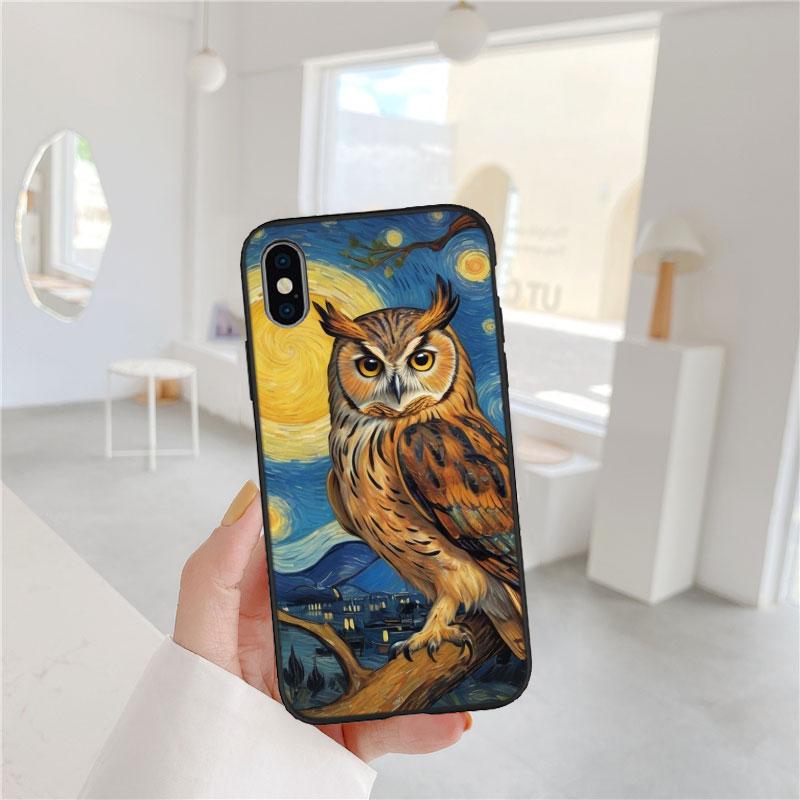 LO20 Cartoon Art Owl Soft Shell Phone Case for Redmi Note 13 14 Pro+ Plus A3 A3X 13X 13C 13R 14S 14C 14R