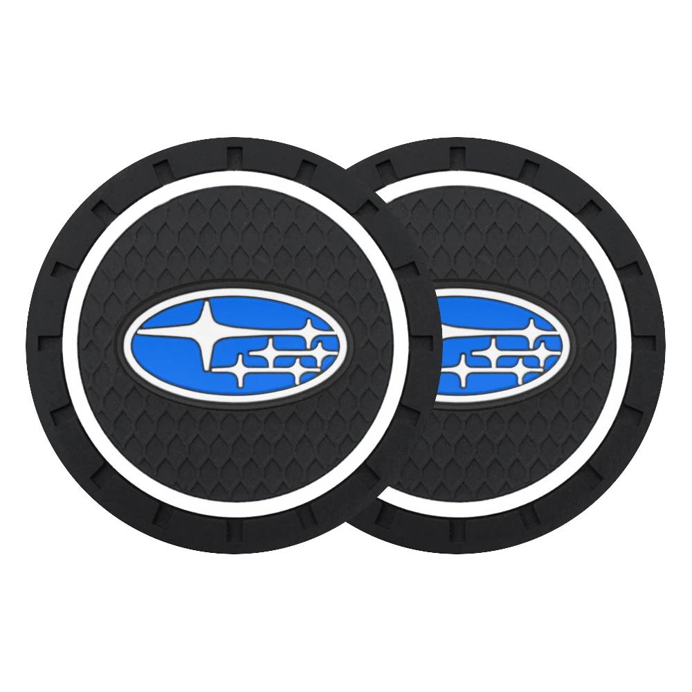 For Subaru STI Forester Legacy Outback WRX Crosstrek Car 2Pc Car Coasters Water Cup Slots Non-Slip Mat Water Cup Pad VV333