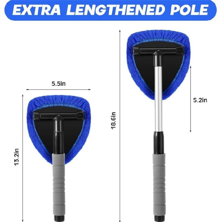 Windshield Cleaning Set Features Telescoping Rod And 6 Washable Microfiber Cleaning Pad