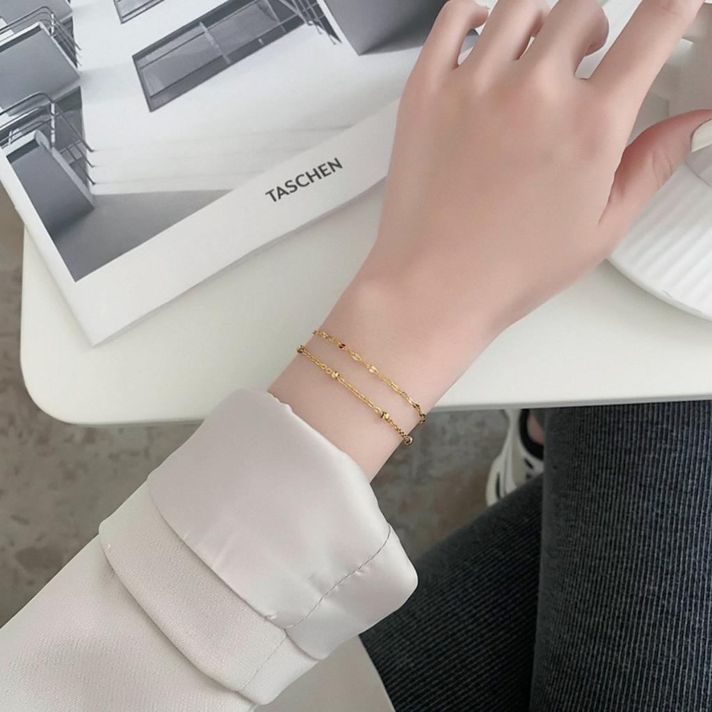 Bracciale di alta gamma in acciaio al titanio con paillettes inossidabili per ragazze - Design di nicchia e stile impilabile