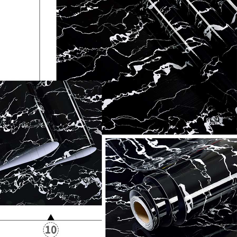 PVC Self-Adhesive Marble Wallpaper Kitchen Tile Stove Waterproof Oilproof Stickers Furniture Desktop Countertop Protective Film