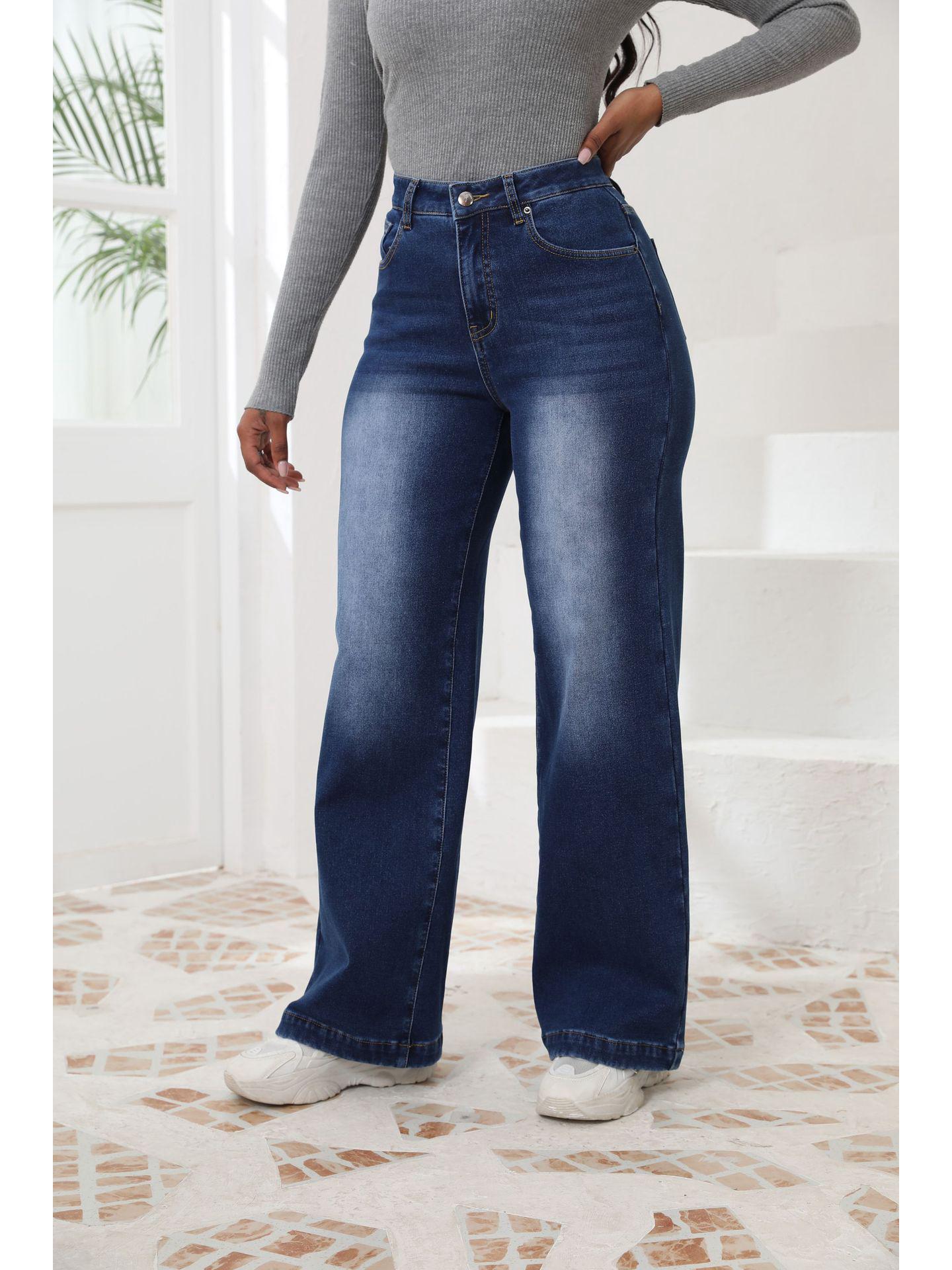 

2024 American High-Waisted Straight-Leg Jeans: Trendy Women s Plus Velvet Denim for Autumn/Winter 2X-Large темно-синий
