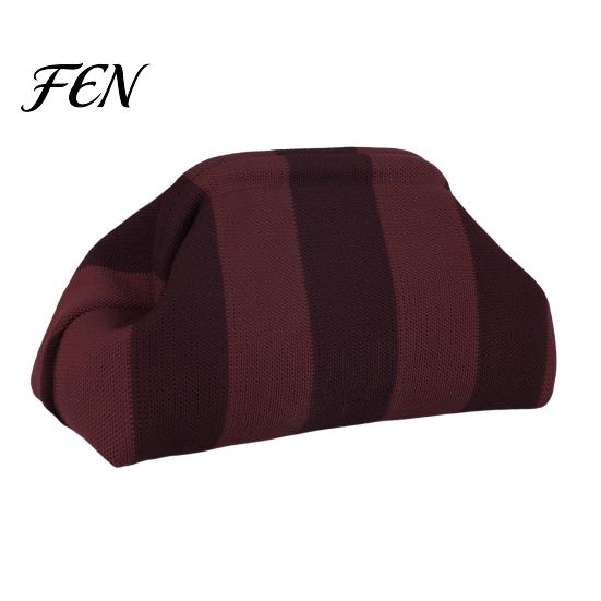 Portable Clutch Purse Woven Striped for Woman, Large Capacity Cosmetic Pouch, Pouch Knit Dumpling Bag, Kiss Lock Handbag Evening, Party Travel Makeup
