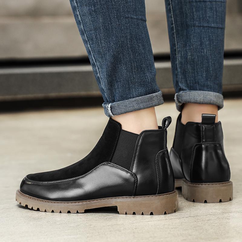 Fashion New men's Chelsea boots Fashionable minimalist British style Outdoor leisure business party Daily office dress Brown shoes