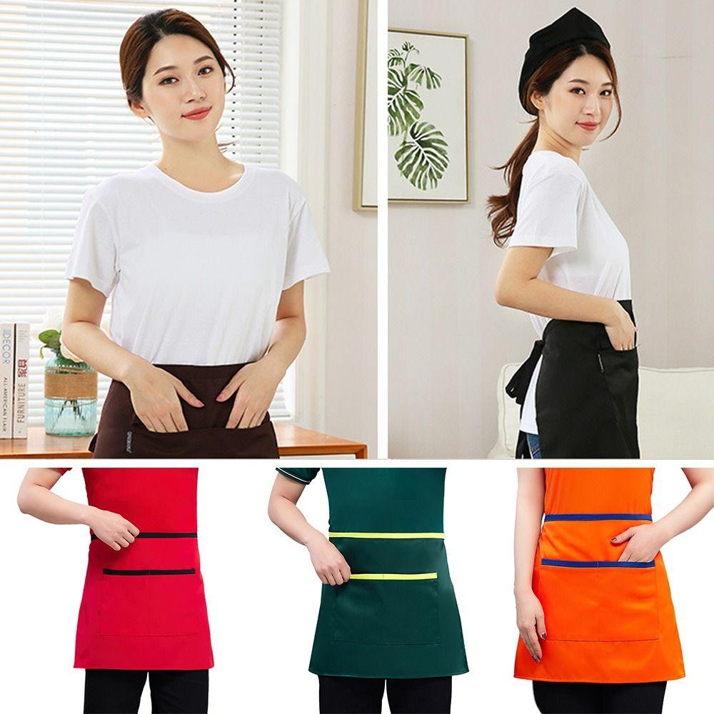 Taller Waiter Kitchen Apron With Pockets Restaurant Apron Fashion Waterproof Apron  Restaurant Use