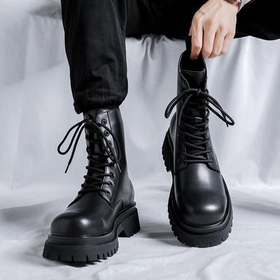 Vyriški Martin batai britiško stiliaus aukštakulniai odiniai darbiniai batai vyriški storapadžiai vidutinio aukščio batai lokomotyvo mados vyriški batai 7363-R