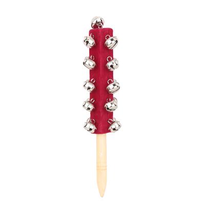 Hölzernes Handheld 21 Schellenstab Schlittenglocken Kinder Spielzeug Instrument (rot)