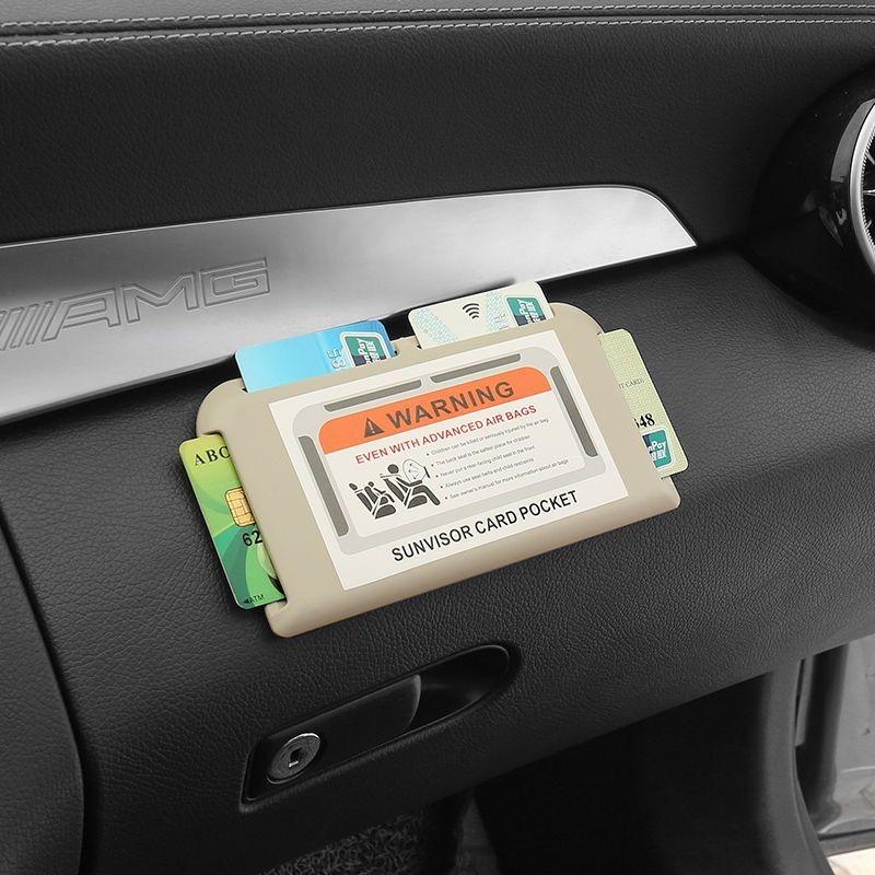 Car Sun Visor Card Holder Auto Interior Card Organizer Pasting Box Card Storage Holder Universal for Instrument Panel and Door