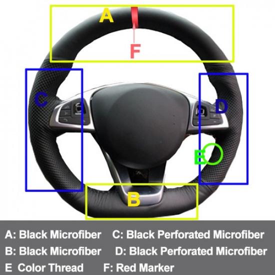 For Mercedes-Benz C200 C250 C300 B250 B260 Hand Sewing Car Steering Wheel Cover