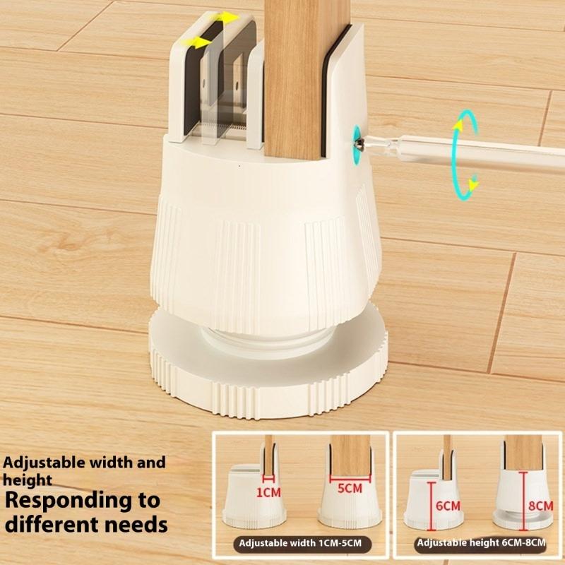 4Pcs Adjustable Chair Risers Furniture Heightening Foot Pads Bed Table Raiser Feet Leg Lift Furniture Raisers Enduring
