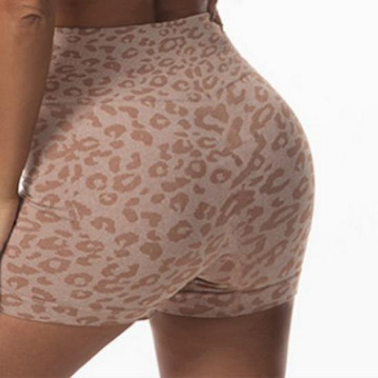 Leopardenmuster Hohe Taille Po-Hebend Schnelltrocknende Yoga-Shorts
