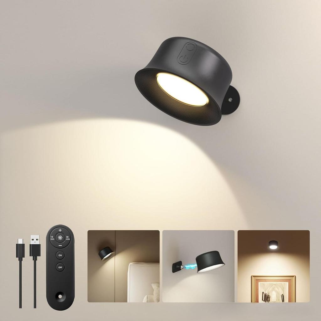 Magnetic LED Wall Lamp Remote Control USB 3 lights RGB Wireless Spotlight for Room Decoration Bedside Living Room Night Lamp